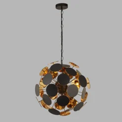 Searchlight Hängelampe Schwarz Gold Ø47cm H: max. 135cm 4x E14 Metall* Hängelampen|Wohnzimmerlampen