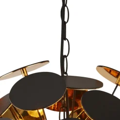 Searchlight Hängelampe Schwarz Gold Ø47cm H: max. 135cm 4x E14 Metall* Hängelampen|Wohnzimmerlampen