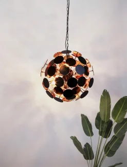 Searchlight Hängelampe Schwarz Gold Ø47cm H: max. 135cm 4x E14 Metall* Hängelampen|Wohnzimmerlampen