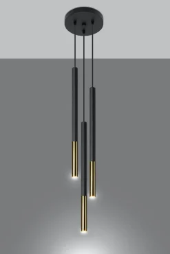 Sollux Hängelampe Schwarz Gold 3-flammig G9 Ø 20 cm Metall* Esszimmer Lampen|Moderne Lampen