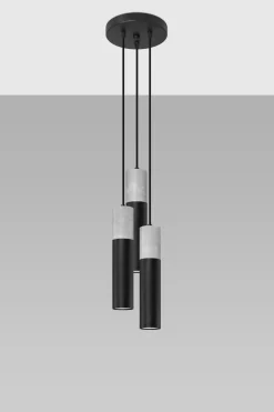 Sale Sollux Hängelampe Schwarz Grau Ø 20 cm Metall Beton 3-flammig