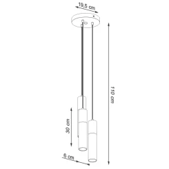 Sale Sollux Hängelampe Schwarz Grau Ø 20 cm Metall Beton 3-flammig