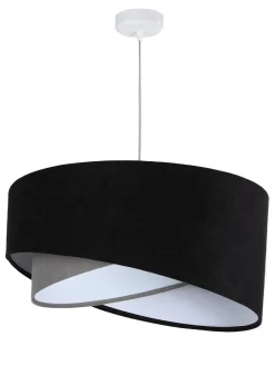 BPS Koncept Hängelampe Schwarz Grau E27 rund Ø 50 cm Stoff Velours Optik* Hängelampen|Bürolampen