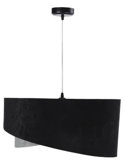 BPS Koncept Hängelampe Schwarz Grau E27 rund Ø 50 cm Stoff Velours Optik* Hängelampen|Bürolampen