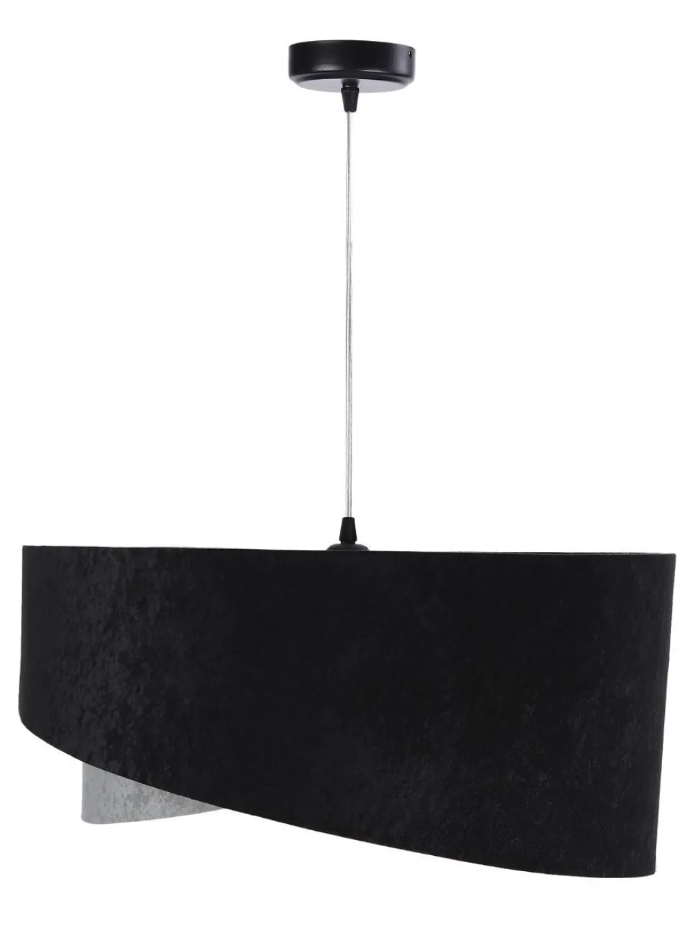 BPS Koncept Hängelampe Schwarz Grau E27 rund Ø 50 cm Stoff Velours Optik* Hängelampen|Bürolampen