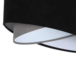 BPS Koncept Hängelampe Schwarz Grau E27 rund Ø 50 cm Stoff Velours Optik* Hängelampen|Bürolampen