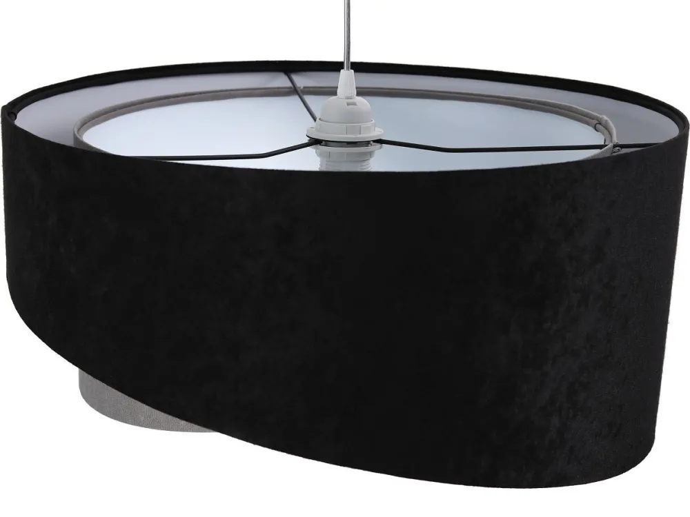 BPS Koncept Hängelampe Schwarz Grau E27 rund Ø 50 cm Stoff Velours Optik* Hängelampen|Bürolampen