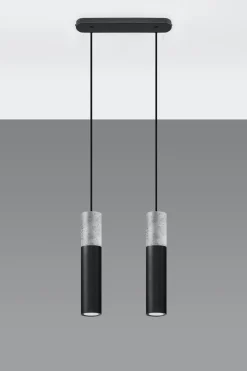Sollux Hängelampe Schwarz Grau Metall Beton 2-flmg Esstisch* Moderne Lampen|Wohnzimmerlampen