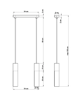 Sollux Hängelampe Schwarz Grau Metall Beton 2-flmg Esstisch* Moderne Lampen|Wohnzimmerlampen