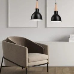 Lamkur Hängelampe Schwarz Holz Esszimmer Skandinavisch* Hängelampen|Esszimmer Lampen