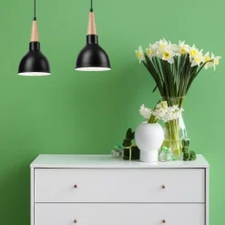 Lamkur Hängelampe Schwarz Holz Esszimmer Skandinavisch* Hängelampen|Esszimmer Lampen