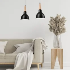 Lamkur Hängelampe Schwarz Holz Esszimmer Skandinavisch* Hängelampen|Esszimmer Lampen