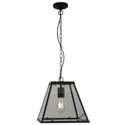 Discount Searchlight Hängelampe Schwarz Klar B: 30 cm E27 Glas Metall E27