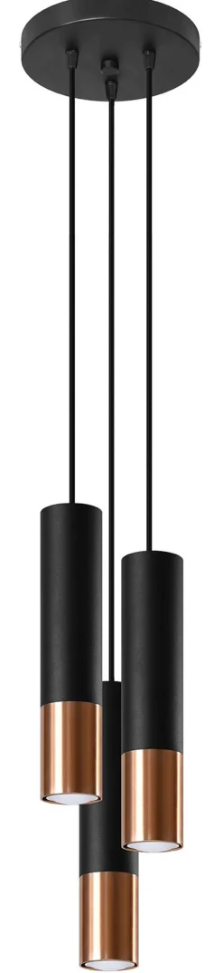 Sollux Hängelampe Schwarz Kupfer 3-flammig höhenverstellbar* Hängelampen|Esszimmer Lampen