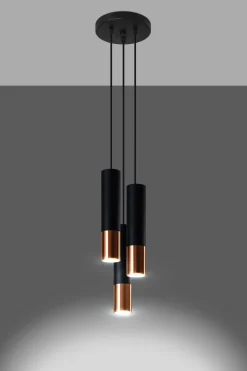 Sollux Hängelampe Schwarz Kupfer 3-flammig höhenverstellbar* Hängelampen|Esszimmer Lampen