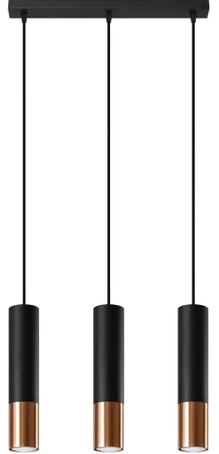Best Sollux Hängelampe Schwarz Kupfer 3-flammig B: 45 cm Metall