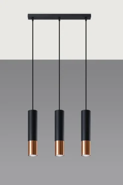 Best Sollux Hängelampe Schwarz Kupfer 3-flammig B: 45 cm Metall