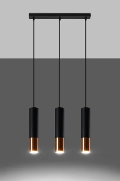 Best Sollux Hängelampe Schwarz Kupfer 3-flammig B: 45 cm Metall
