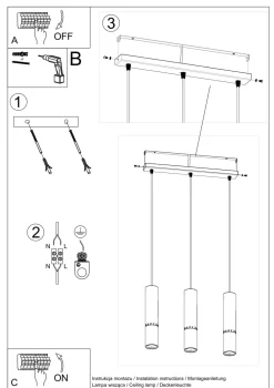 Best Sollux Hängelampe Schwarz Kupfer 3-flammig B: 45 cm Metall