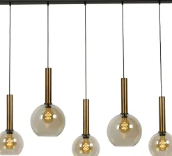 Clearance Masterlight Hängelampe Schwarz Messing 5-flammig Rauchglas Metall