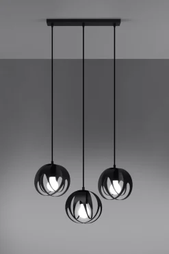 Sollux Hängelampe Schwarz Metall 3-flammig verstellbar E27* Hängelampen|Esszimmer Lampen