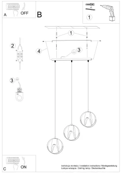 Sollux Hängelampe Schwarz Metall 3-flammig verstellbar E27* Hängelampen|Esszimmer Lampen