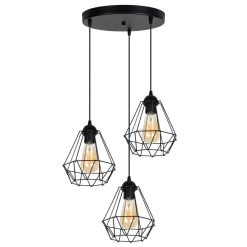 Sale Belis Hängelampe Schwarz Metall Ø45 cm E27 3-flammig Retro