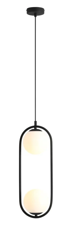 ALDEX Hängelampe Schwarz Metall Glas L:18,5 cm E14 2-flammig* Bürolampen|Kugellampen