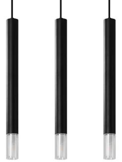 Sollux Hängelampe Schwarz Metall Glas 3-flammig G9 schmal* Moderne Lampen|Wohnzimmerlampen