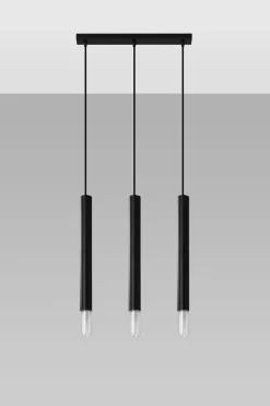 Sollux Hängelampe Schwarz Metall Glas 3-flammig G9 schmal* Moderne Lampen|Wohnzimmerlampen