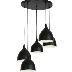 Discount Luminex Hängelampe Schwarz Metall 5 flammig Skandinavisch