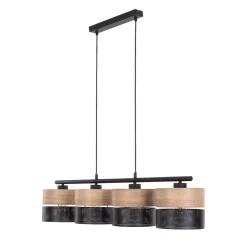 TK Lighting Hängelampe Schwarz Natur E27 4-flammig länglich B: 94 cm* Hängelampen|Esszimmer Lampen