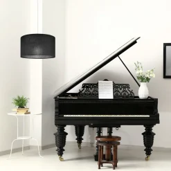 Hot Lamkur Hängelampe Schwarz rund Ø 35 cm E27 verstellbar Stoff ISIDE