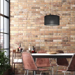 Hot Lamkur Hängelampe Schwarz rund Ø 35 cm E27 verstellbar Stoff ISIDE