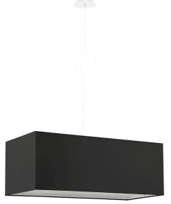 Best Sollux Hängelampe Schwarz Stoff Glas eckig B: 80 cm Modern