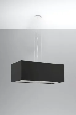Best Sollux Hängelampe Schwarz Stoff Glas eckig B: 80 cm Modern