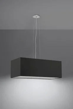 Best Sollux Hängelampe Schwarz Stoff Glas eckig B: 80 cm Modern
