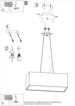 Best Sollux Hängelampe Schwarz Stoff Glas eckig B: 80 cm Modern