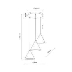 TK Lighting Hängelampe Schwarz verstellbar 3-flammig E27 Ø 42 cm CODY* Hängelampen|Bürolampen