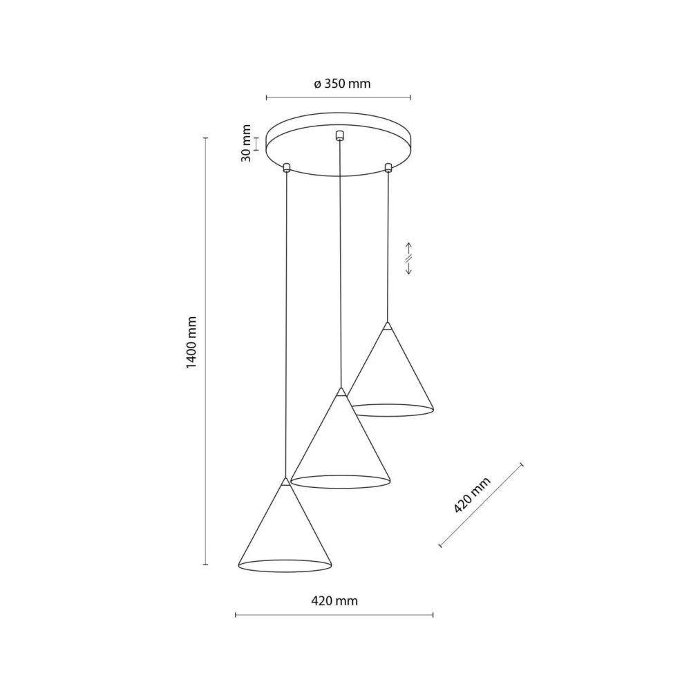 TK Lighting Hängelampe Schwarz verstellbar 3-flammig E27 Ø 42 cm CODY* Hängelampen|Bürolampen