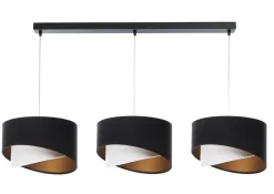 BPS Koncept Hängelampe Schwarz Weiß Gold 3-flammig E27 Stoffschirm