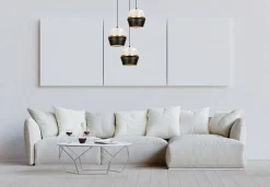 Belis Hängelampe Schwarz Weiß Gold Metall B:45 cm E27 3-flmg* Hängelampen|Bürolampen