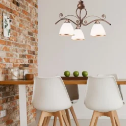 Lamkur Hängelampe Shabby Braun Esstisch Jugendstil 3-flmg* Hängelampen|Jugendstil Lampen