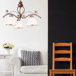 Lamkur Hängelampe Shabby Braun Esstisch Jugendstil 3-flmg* Hängelampen|Jugendstil Lampen