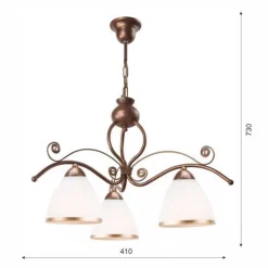 Lamkur Hängelampe Shabby Braun Esstisch Jugendstil 3-flmg* Hängelampen|Jugendstil Lampen