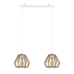 Belis Hängelampe Skandinavisch Holz Metall Weiß E27 L:60 cm* Hängelampen|Bürolampen