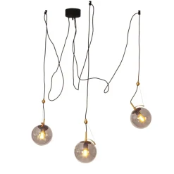 Hot By Rydéns Hängelampe Spider H: max. 200 cm E27 Retro Metall Rauchglas