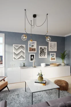 Hot By Rydéns Hängelampe Spider H: max. 200 cm E27 Retro Metall Rauchglas