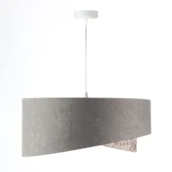 Clearance BPS Koncept Hängelampe Stoff Ø 50 cm Velours Optik Grau Beige Gold E27