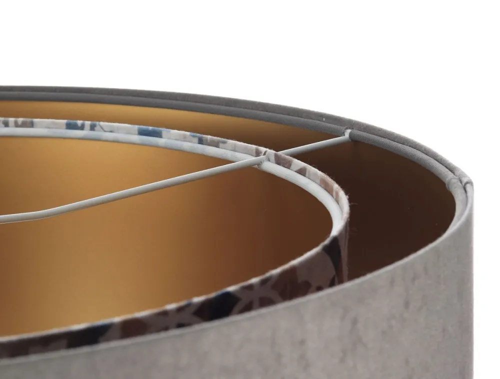 Clearance BPS Koncept Hängelampe Stoff Ø 50 cm Velours Optik Grau Beige Gold E27